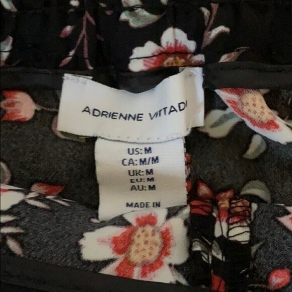 ADRIENNE Vittadini Size Medium Floral Wide Leg Pant Waist Tie Pockets - Picture 10 of 14